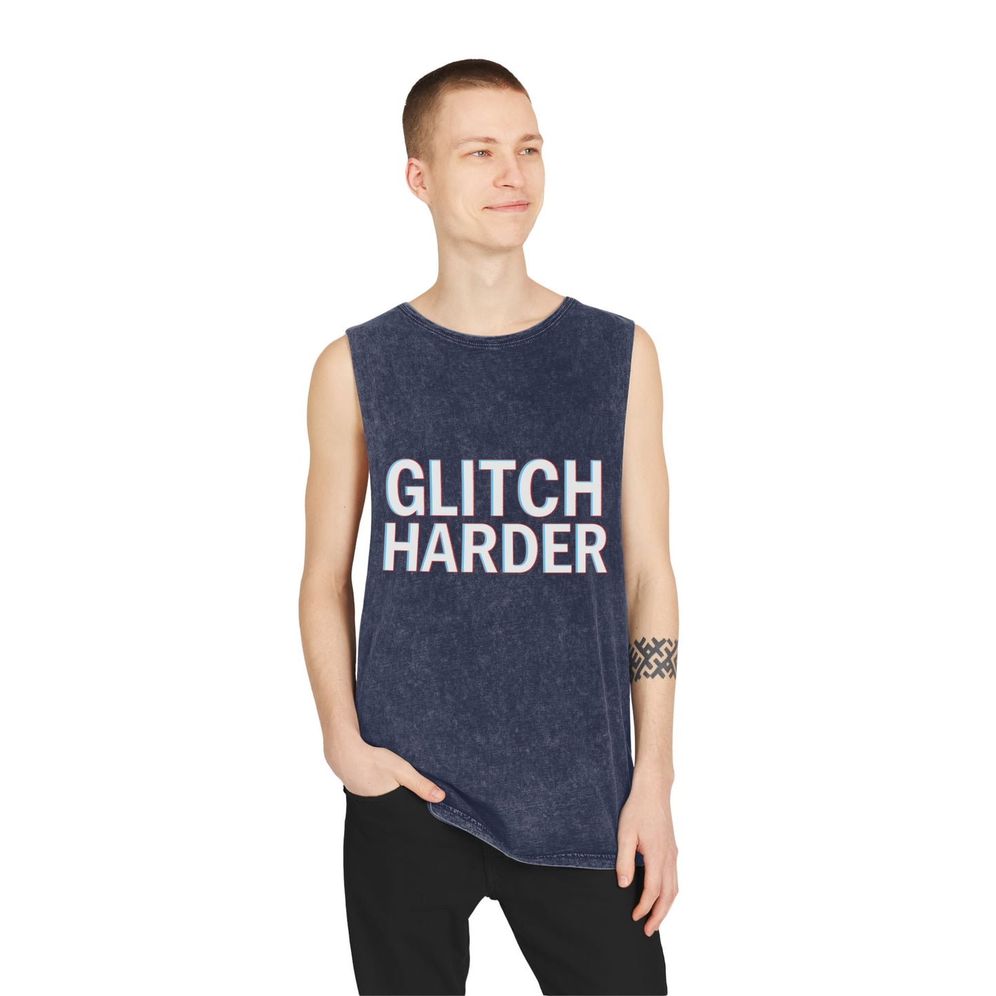 π₯ GLITCH HARDER Unisex Stonewash Tank