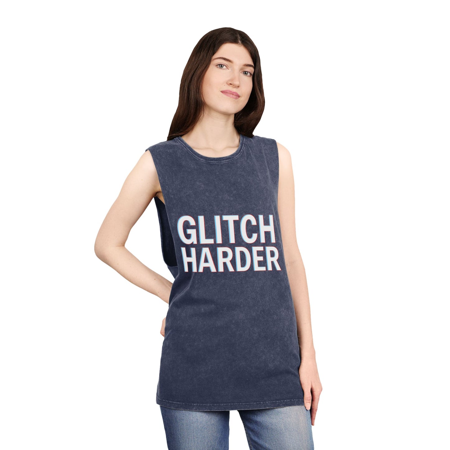 π₯ GLITCH HARDER Unisex Stonewash Tank