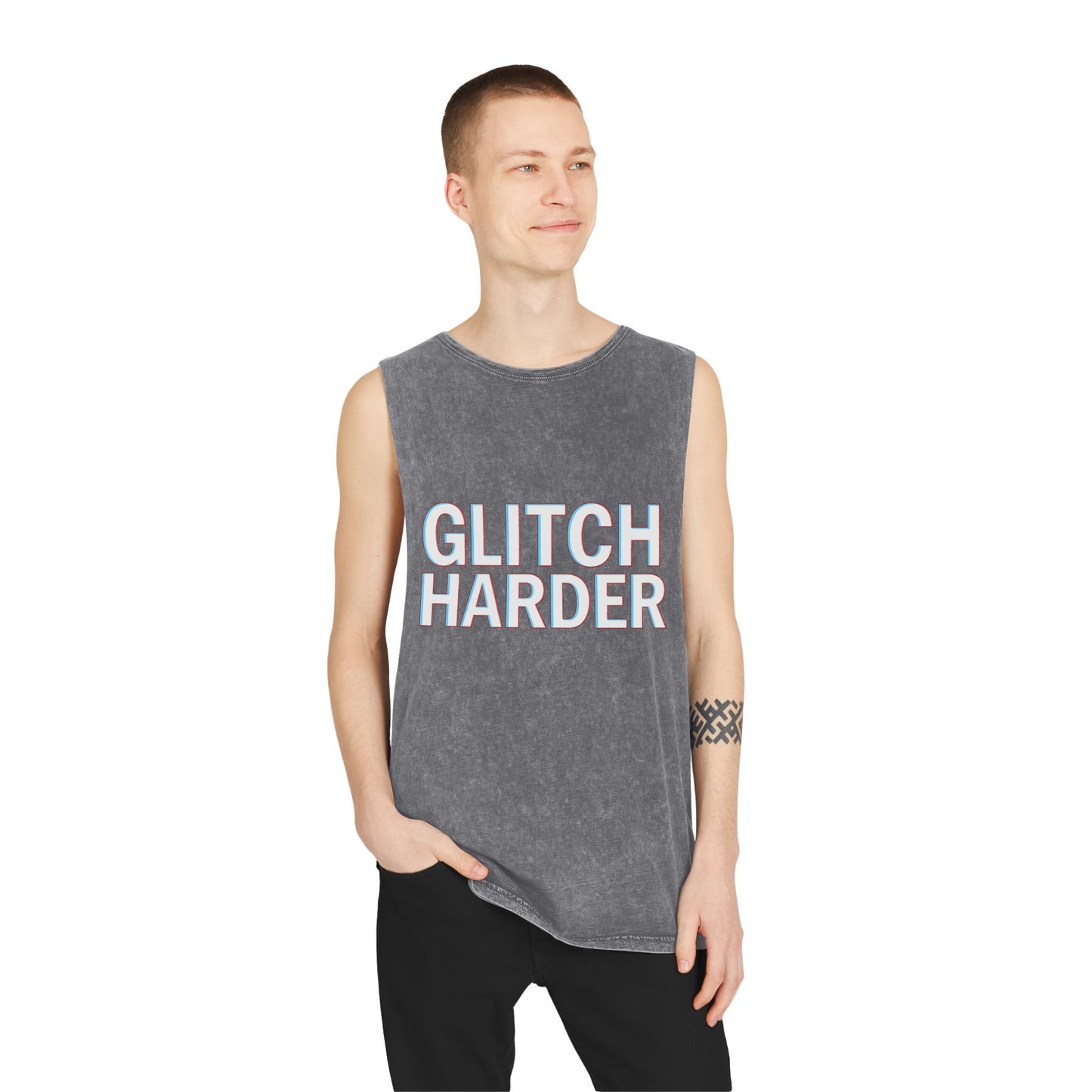 π₯ GLITCH HARDER Unisex Stonewash Tank
