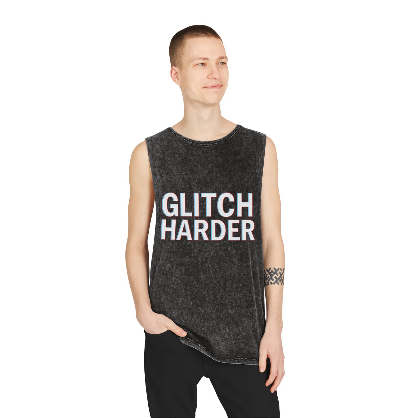 π₯ GLITCH HARDER Unisex Stonewash Tank