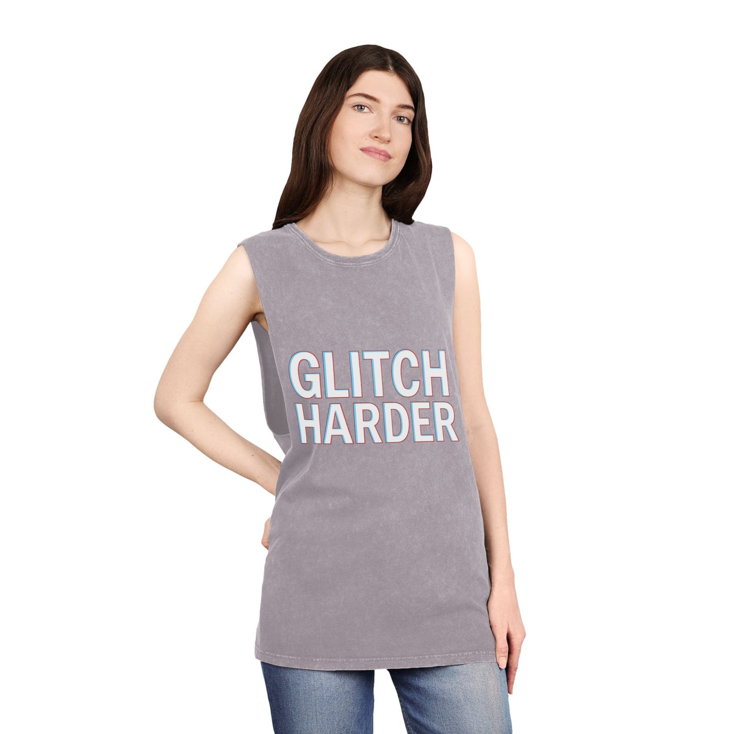π₯ GLITCH HARDER Unisex Stonewash Tank