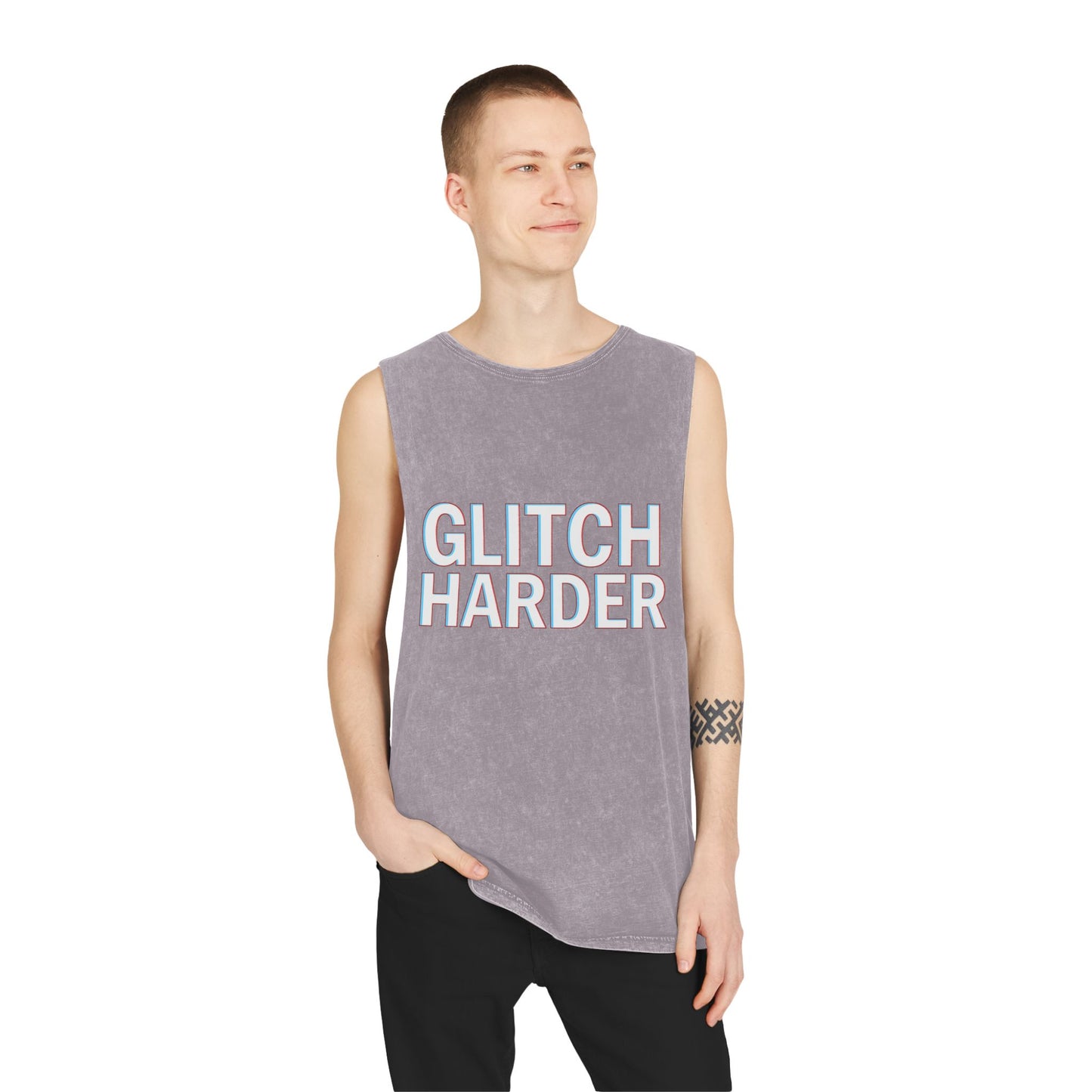 π₯ GLITCH HARDER Unisex Stonewash Tank