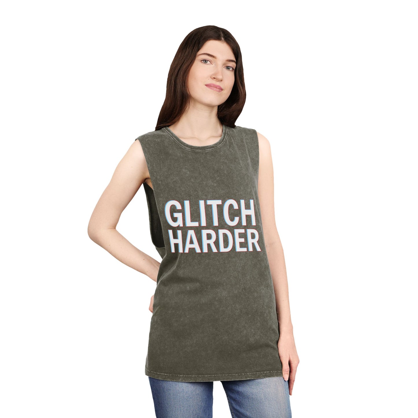 π₯ GLITCH HARDER Unisex Stonewash Tank