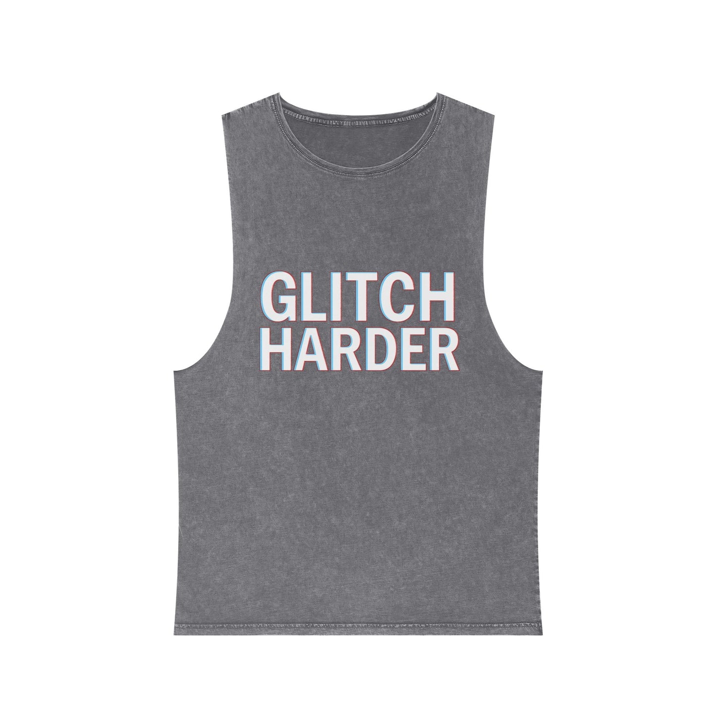 🔥 GLITCH HARDER Unisex Stonewash Tank