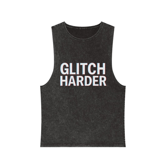 🔥 GLITCH HARDER Unisex Stonewash Tank